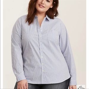 Torrid Blue Stripe Poplin Shirt